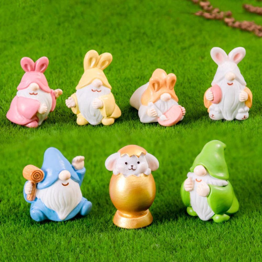 Миниатюрные безделушки из смолы, пасхальная мультяшная статуэтка гнома, подарок, мини-фигурка пасхальных гномов