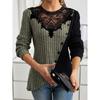 Women's Fashion Casual Spring Autumn Colour Block Print Long Sleeve O-Neck Blouses & Shirts