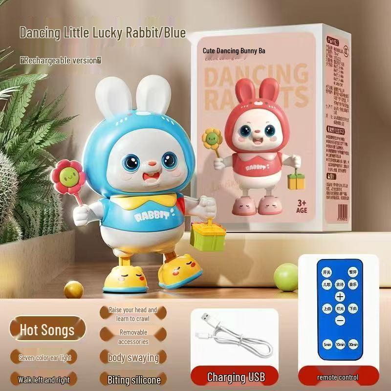 Электрическая танцующая игрушка-кролик для малышей: Побуждает к подъему, перекатыванию, ползанию со звуком и движением