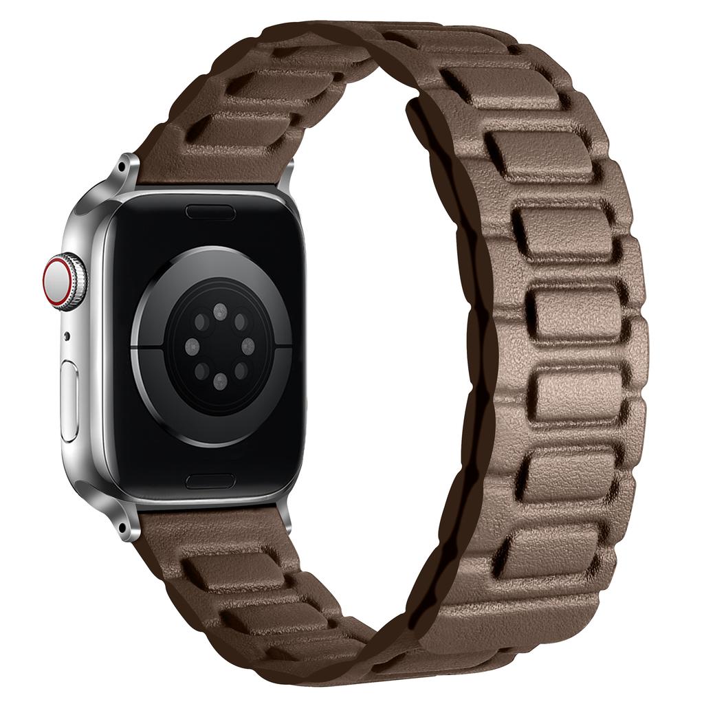 Ремешок для Apple Watch Series 10 9 8 7 SE 6 5 4 3 2 1 42мм 41мм 40мм 38мм магнитный кожаный ремешок с 3 бусинами