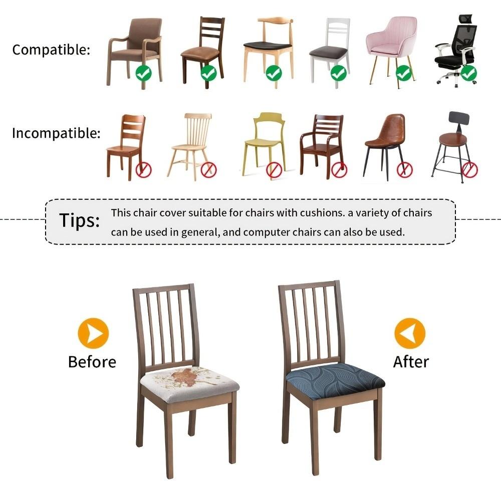 Solid Color Stretch Chair Seat Cover Anti-Slip Chair Slipcover Jacquard Chair Cushion Cover Hotel