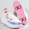 Детские роликовые коньки с четырьмя колесами, съемная плоская спортивная обувь для девочек, розовые роликовые коньки, спортивная обувь, розовые кроссовки
