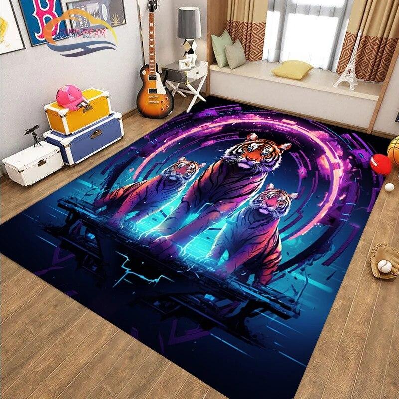 Коврик для пола с изображением животных, крутой тигр, модный ковер с рисунком для украшения дома, подарки, нескользящий коврик для гостиной и детской кровати