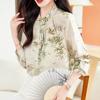 Silk Shirt Women's Spring and Autumn Clothes New Double Crepe Mulberry Silk Printed Top