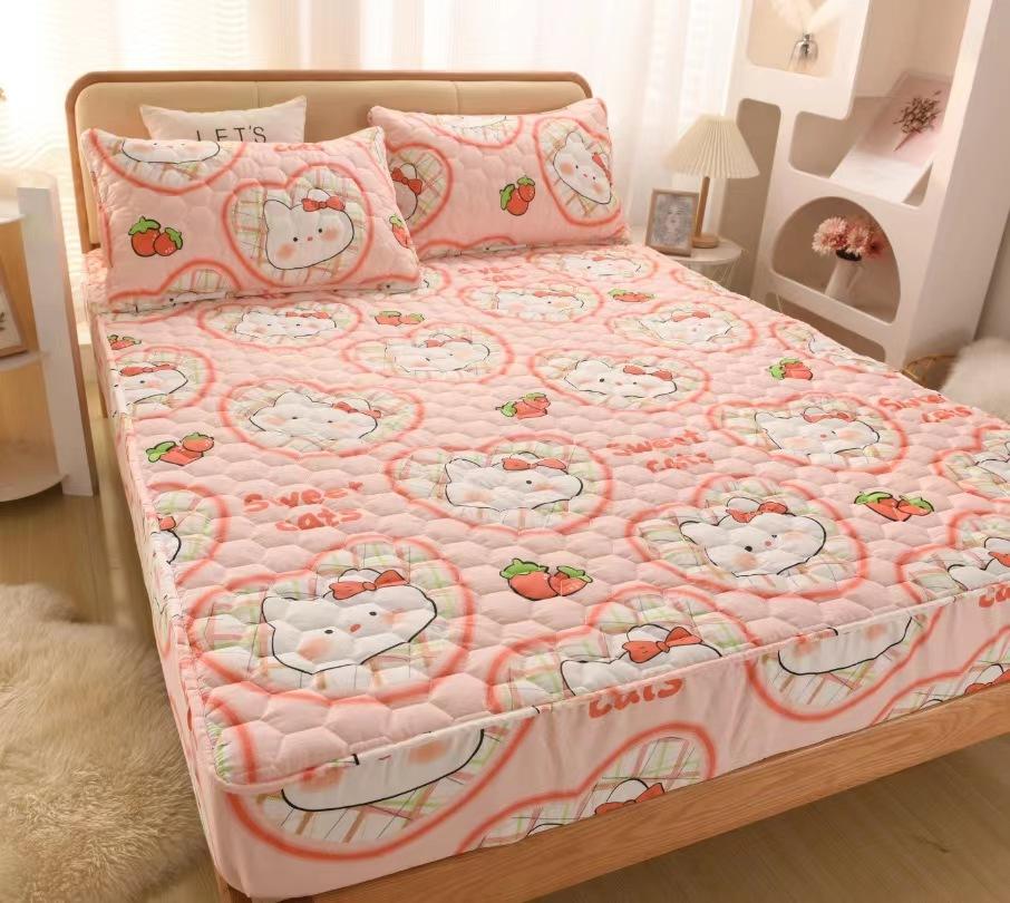 100% хлопчатобумажная ткань, утолщенный стеганый наматрасник, двойной размер, высококачественный защитный чехол для кровати на заказ, не включая наволочку