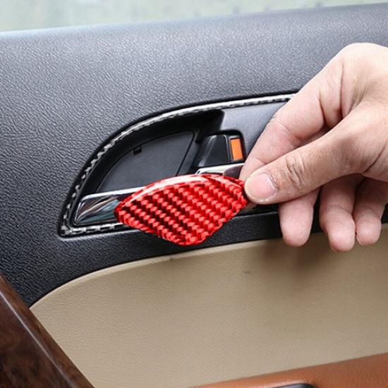 Red Carbon Fiber Door Bowl Panel Cover Trim For Honda CR-V CRV 2007-2011