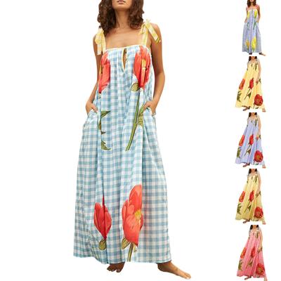 Новое сексуальное платье с принтом на подтяжках в европейском и американском весенне-летнем стиле INSS повседневное свободное праздничное платье