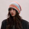 Gradient Color Bonnet Hat Knitted Drawstring Slouch Hat Fashion Beanies Skullies