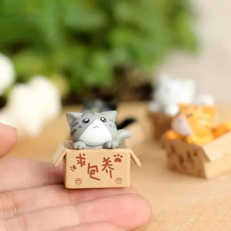 4 шт. Креативные Мультяшные Мини-кошки, Аксессуары, Украшения для Декора Автомобиля, Садовые Миниатюрные Статуэтки Кошек из Пластика для DIY