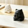 Мини-фигурка милого кота, 3D-печатная статуэтка кота, пьющего чай, Маленькое настольное украшение для декора полки в гостиной, спальне, офисе
