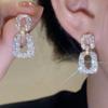 Fashion Shiny Zircon Geometry Square Drop Earring for Women Earring Korean Elegant Earring Jewelry Gift