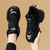 2023 Women's Black Plus Velvet Thick-Soled Casual Leather Shoes for Autumn and Winter