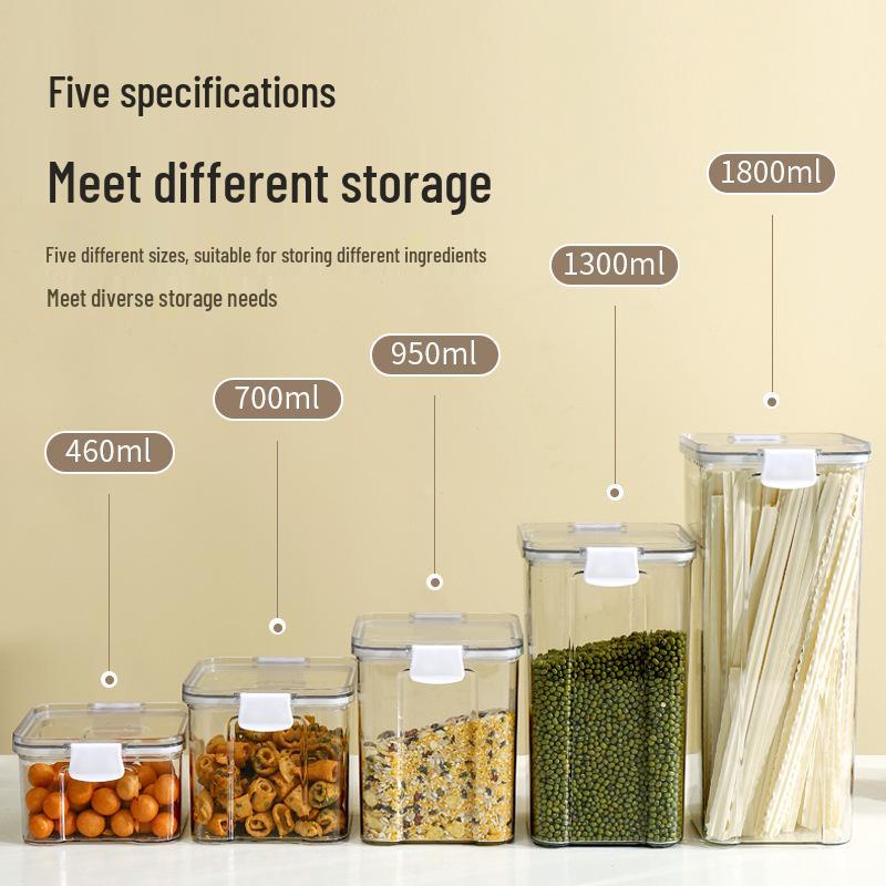 Square Grain & Snack Sealed Jar - Moisture-Proof Kitchen Storage Box