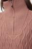 Women's Fashionable Stylish Sweater Dusty Rose Wide Pattern Hair Braided High Collar Knitwear Sweater