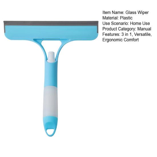 Glass Wiper 3-In-1 Window Cleaning Scraper with Spray Bottle Ergonomic Handle Window Wiper All-Purpose Cleaner Tool