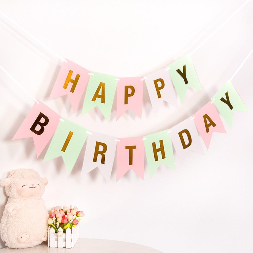 New Hot Goldfish Tail Hot Stamping Happy Birthday Banner Party Decoration Happy Birthday Banner Gifts