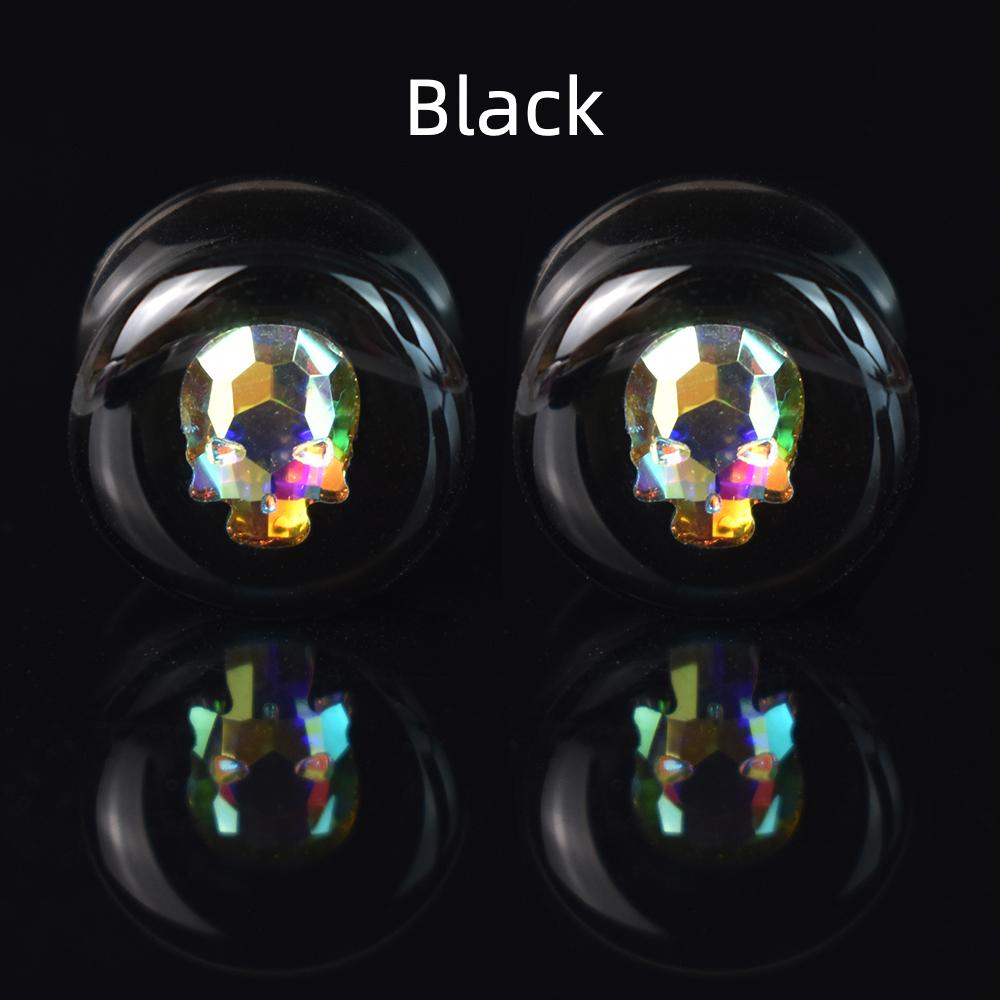 2 шт., датчики туннелей для ушей в виде черепа, двойная расклешенная вилка, акриловые носилки для ушей, расширитель, украшения для тела