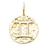 [Q7585] - Antique Gold 'Astrology' Gold Plated Pendant (Gemini) - 12 Mm