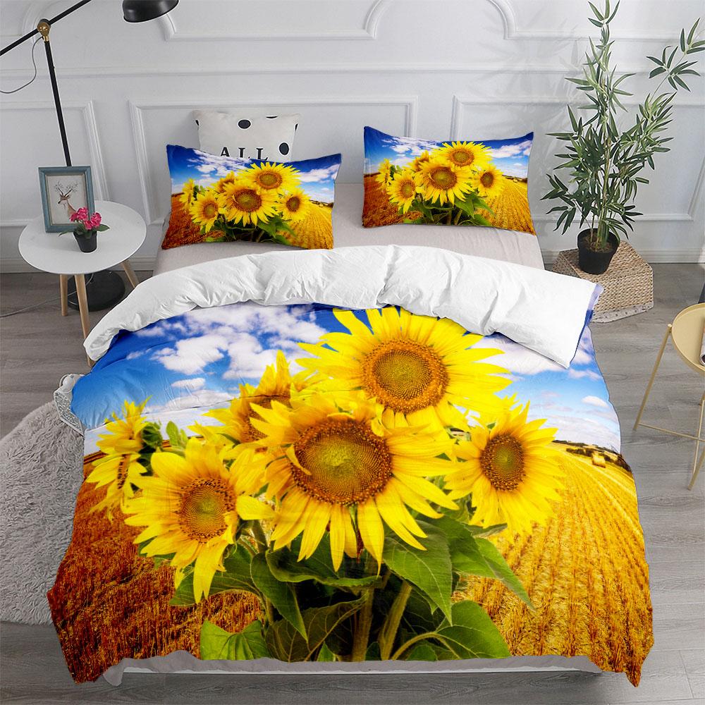 Fluid Sunflower Blue Duvet Cover Set King Queen Double Full Twin Single Size Duvet Cover Pillow Case Bed Linen Set
