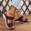 2024 2024 Summer Women Slippers Plus Size Women's Shoes Retro Roman Sandals Women Pu Casual Flower Wedge Sandals Platform Slippers