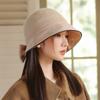 New Autumn and Winter Hat for Women with Big Brim Showing Face Small Fisherman's Hat Retro Versatile Basin Hat Korean Style Bow Bucket Hat