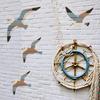 4 шт./набор Чайка Настенное украшение Приморский стиль Настенные акценты Деревенский шарм Ручная работа Птица Настенный подвесной декор