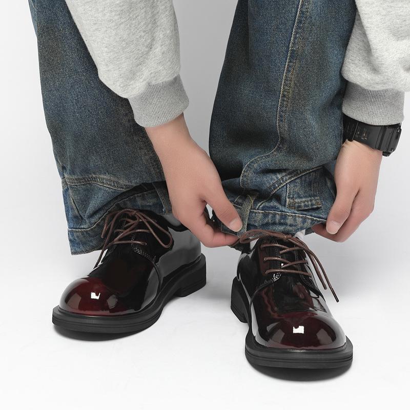 Деловые туфли дерби «Бизнес Элит» из лакированной кожи, глянцевые, повседневные, маленькие кожаные туфли, мужские, на платформе, трендовые, британские, нарядные, для деловых поездок