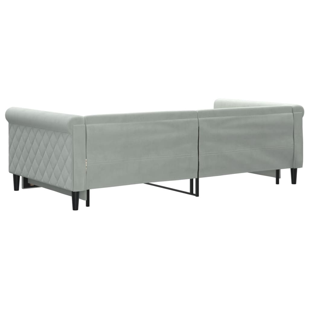 Daybed Extendable Light Grey 100 x 200 cm Velvet