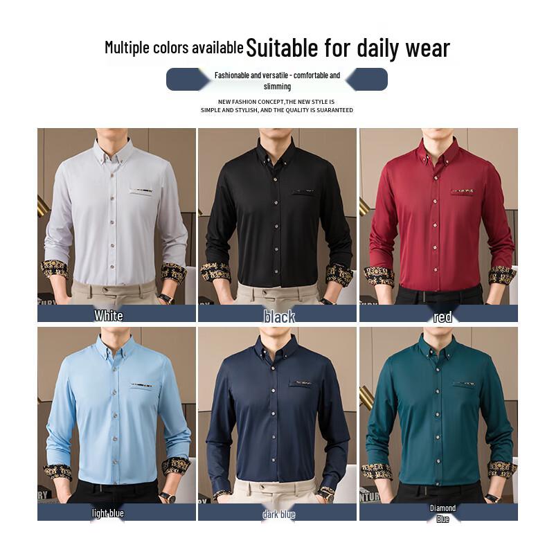 ROMON Мужская рубашка с длинным рукавом в стиле business casual
