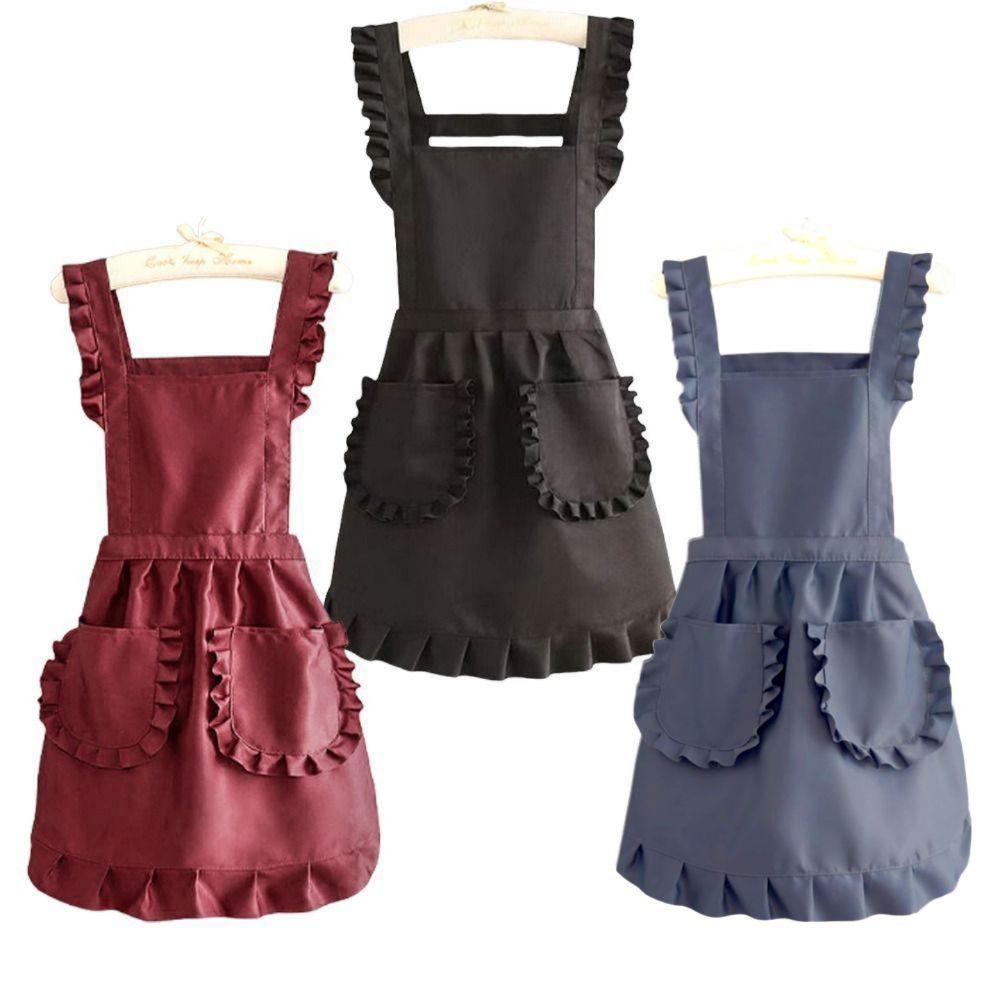 Korean Style Lace Aprons Cotton Art Painting Apron Durable Cooking Aprons for Women Girl