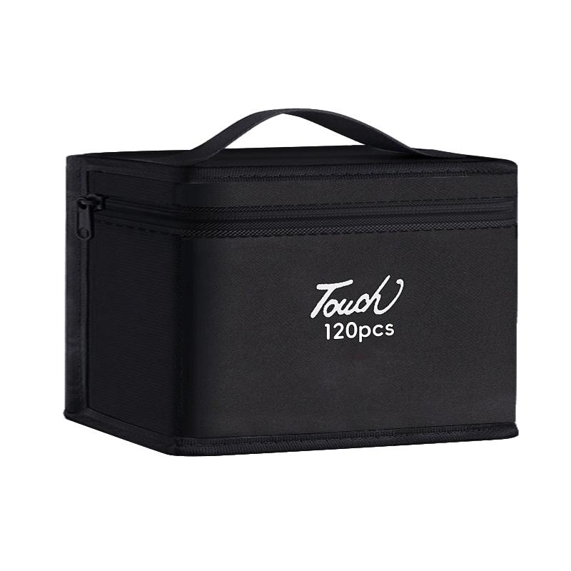 12-168Pcs Markers Pen Black Storage Bag Massive Large Capacity Zipper Folding Art Markers Zipper Canvas Pencil Bag
