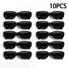10PCS Vintage Black Square Sunglasses Woman Luxury Brand Small Rectangle Sun Glasses Female Gradient Clear Mirror