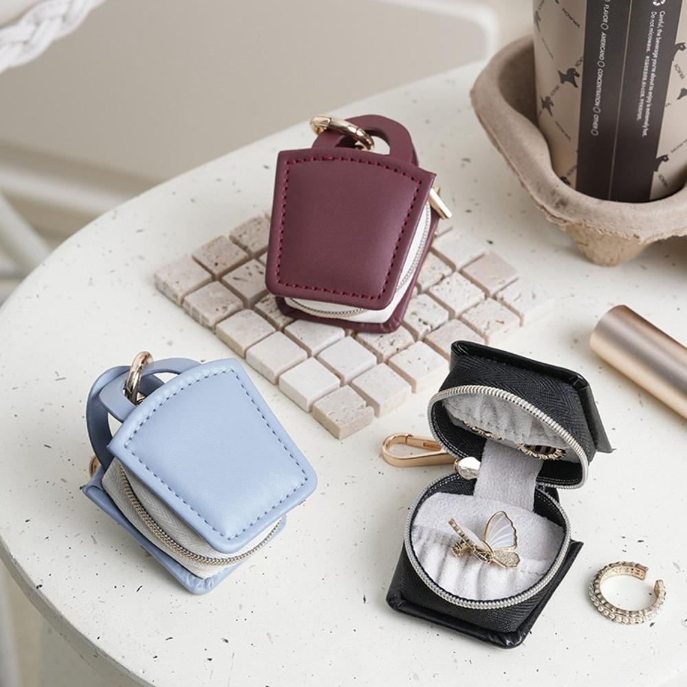 With Keychain Mini PU Jewelry Box Portable Bracelet Storage Boxes Jewelry Display Box Outdoor