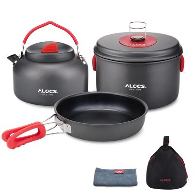 Посуда Alocs Походная посуда от Japan Food Sanitation Складная походная сковорода для альпинизма Алюминиевая сумка для хранения Подходит для людей, Набор из 5 предметов,