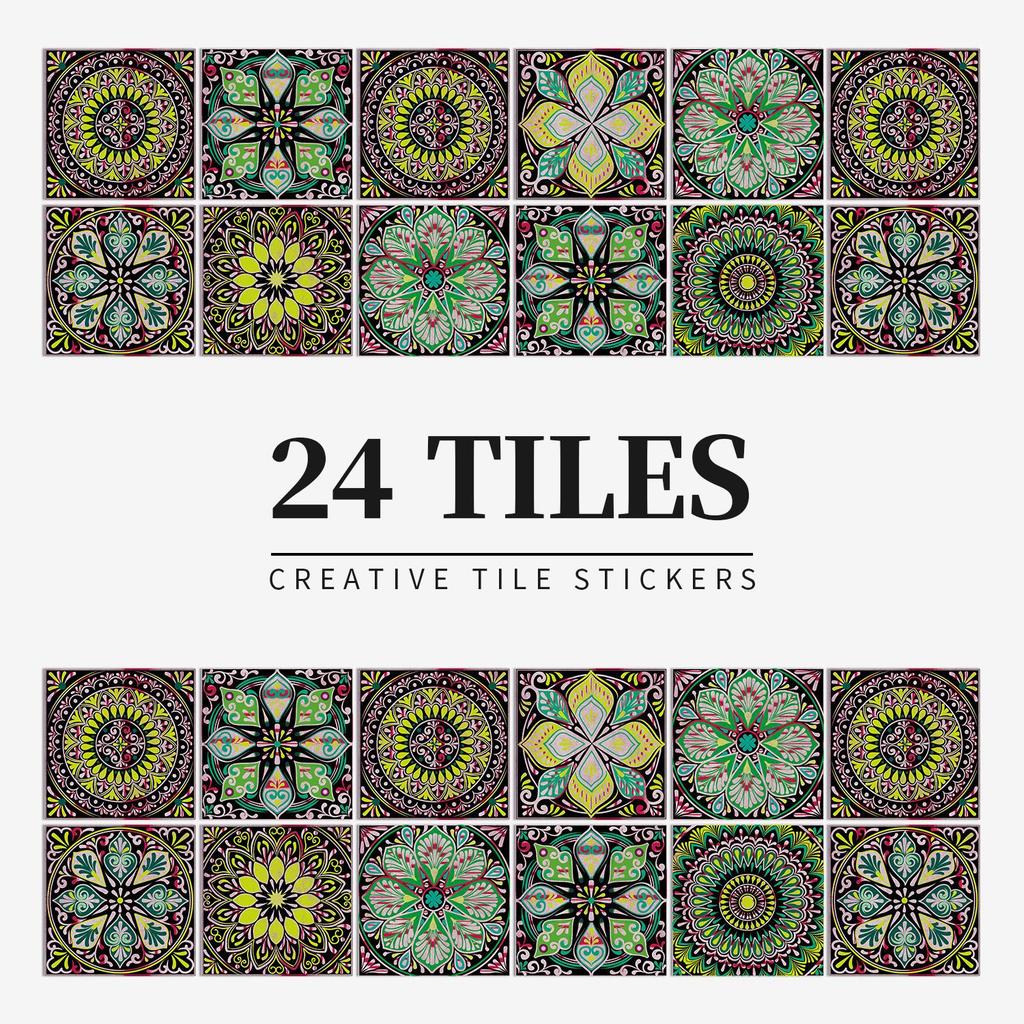 24 Pieces European Pattern Self-Adhesive Tile Sticker Waterproof And Oil-Proof Kitchen Bathroom Wall Decoration Matte Film Pvc Wall Sticker