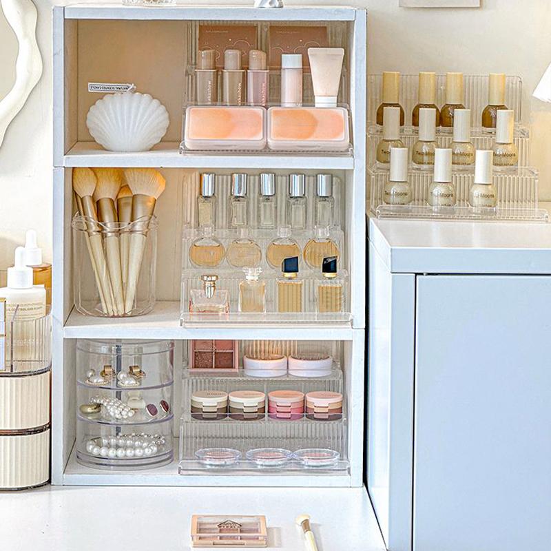 1-5 Tier Ladder Acrylic Display Stand Transparent Nail Polish Display Rack Perfume Doll Holder Cupcake Desktop Storage Organizer