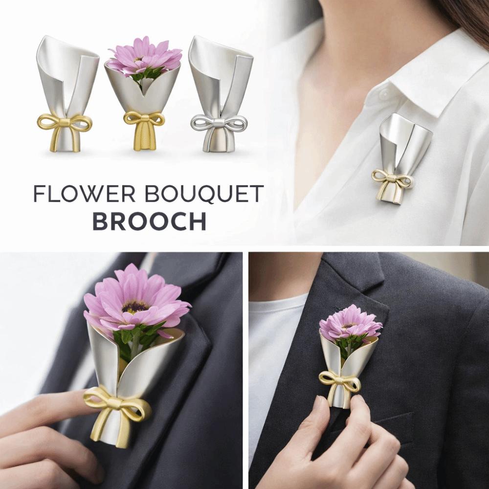DIY Wearable Flower Brooches Mini Artful Flower Vase Brooch Birthday Celebration