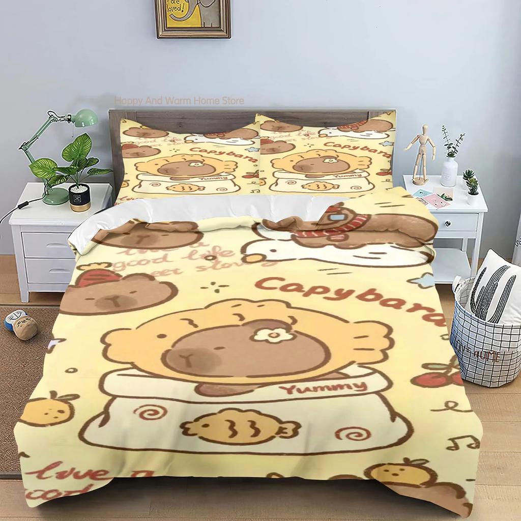 Capybaras Duvet Cover Anime Bedding Pillowcase Printed General Boys And Adult Collection Queen Size Reactive Printing Quilt