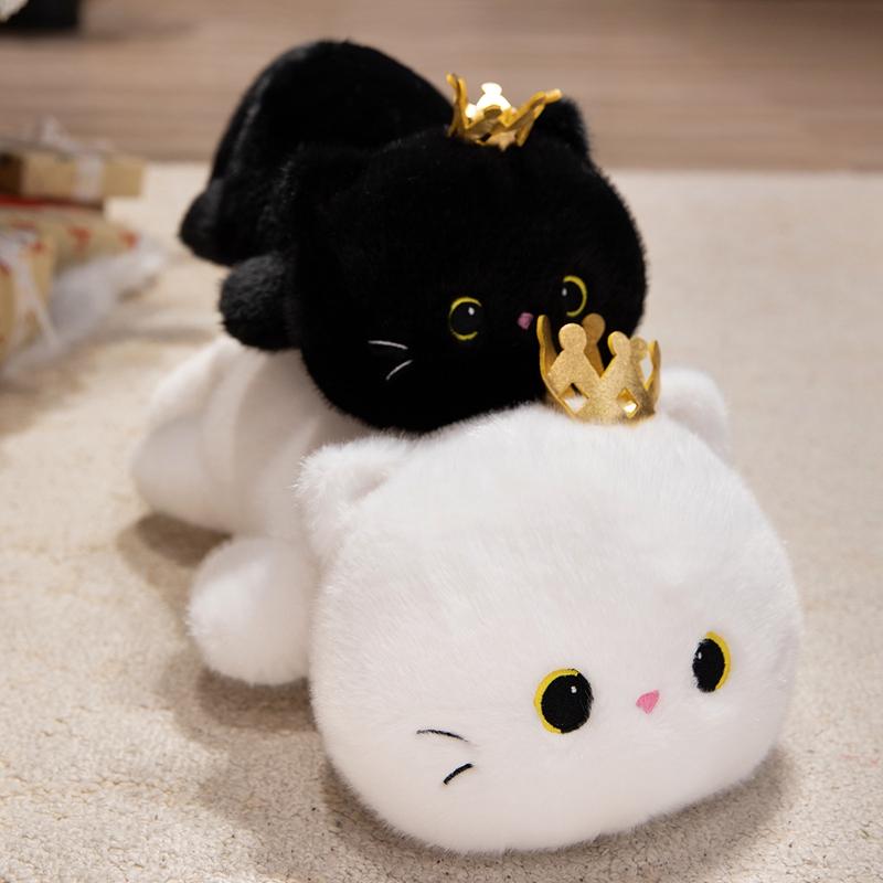 4050Cm Long Lying Cute Soft Stuffed Animals White Cat Dolls Pillow Plush Lovely Cat Toys Room Decor Nice Birthday Gift