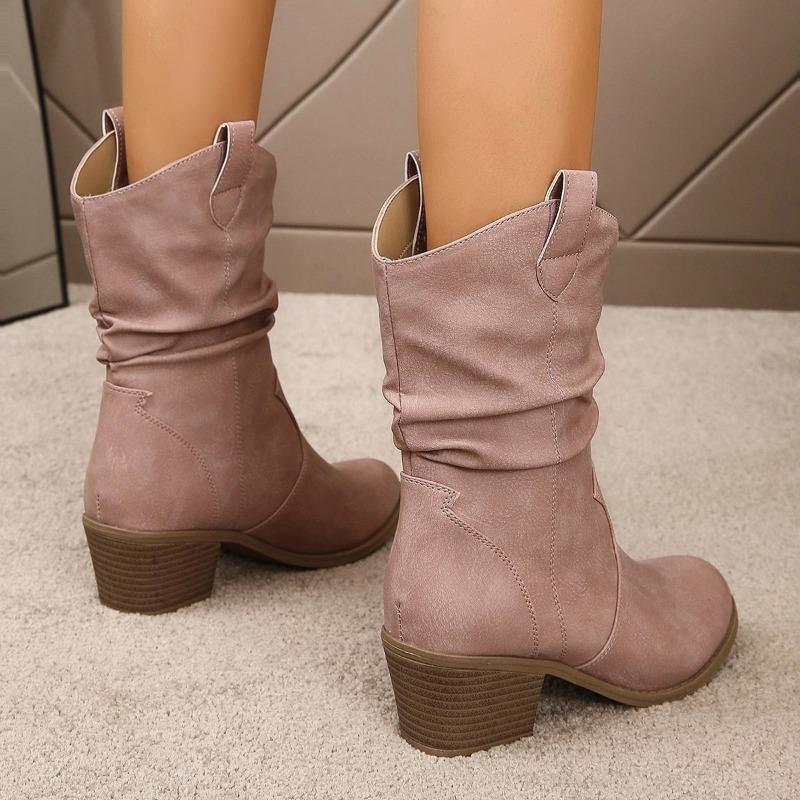 2024 Тренд Высококачественные Женские Ботинки Тренд Круглый Носок Нескользящие Удобные Однотонные Осенне-Зимние Модные Женские Ботильоны