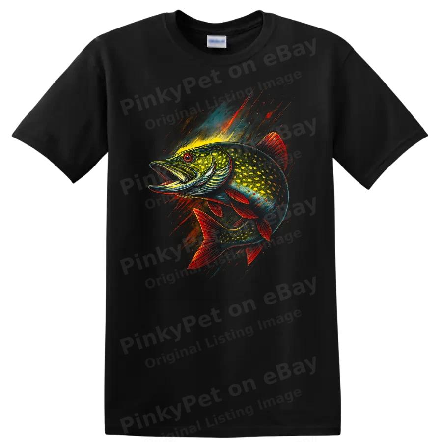 Fish Graphic T Shirt Fishing Lover Design Colorful Bass Fish Art Tee