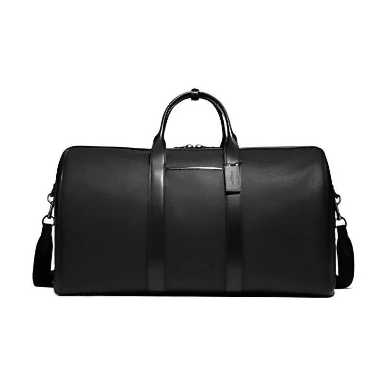 COACH Gotham 50 solid color large zippered adjustable shoulder strap pebbled leather shoulder crossbody tote large men's black