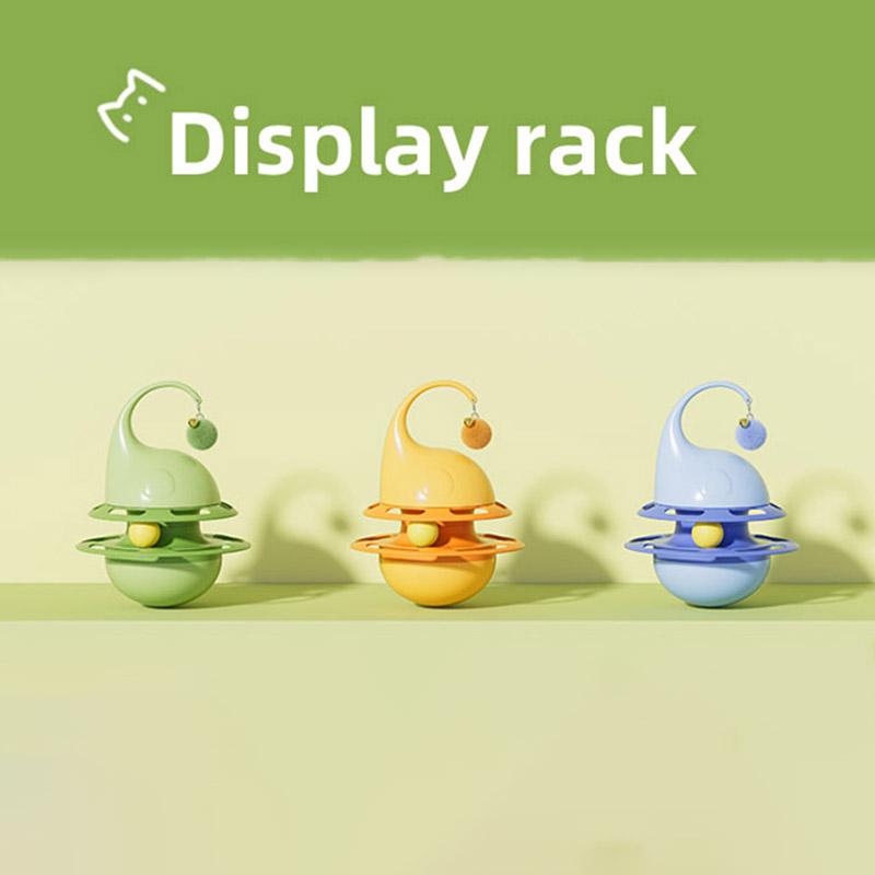 Веселая прочная вращающаяся игрушка для кошек 360-градусное вращение Съемный шарик на дорожке Дизайн с отверстиями для корма Интерактивная игрушка для кошек Аксессуары для котят