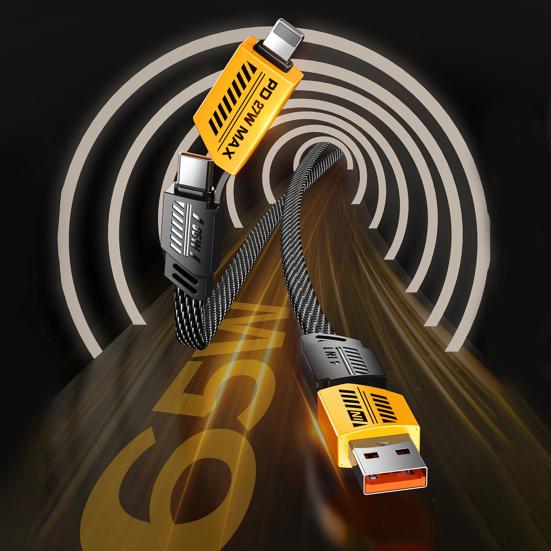 100 см 4-в-1 зарядный кабель USB Type-C 8-контактный PD65W быстрая зарядка мобильного телефона планшета нейлоновый плетеный кабель для передачи данных проводной шнур для Android для iPhone