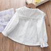 Spring Cotton Girls Blouses Shirt Long Sleeve Solid White Tops Kids Lapel For SchooL Clothes Children Tops