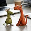 Unique Gifts for Home Decoration Resin Farmhouse Cat Figurine, Creative Country Style Animal Statue, Rustic Collectibles Ornamentation Mouse Sculpture