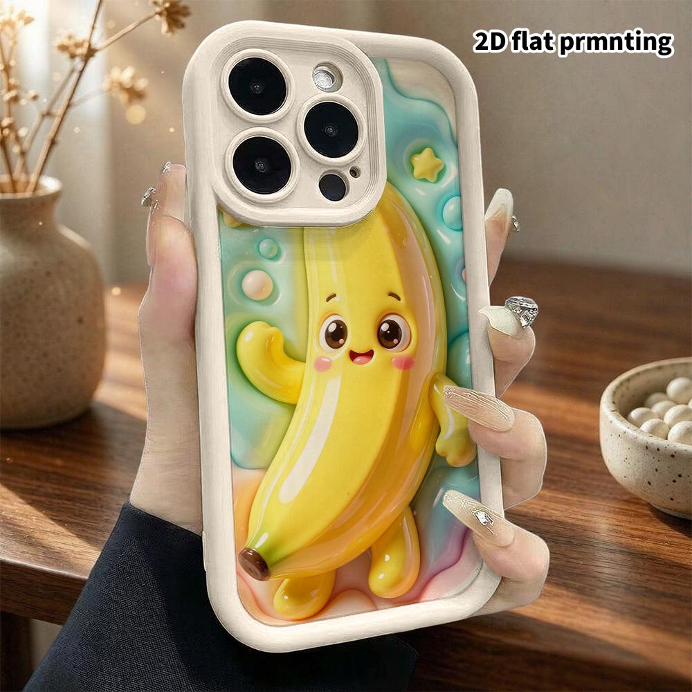 Чехол для телефона: 2D плоский дизайн, подходит для защитного чехла iPhone 18 17 16 15 14 13 Pro, мультяшный банан, идеальный подарок на Рождество и Хэллоуин