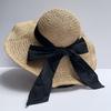 Соломенная шляпа с широкими полями и бантом для женщин, красивая летом, защита от солнца и лица, маленькая пляжная шляпа от солнца с УФ-защитой