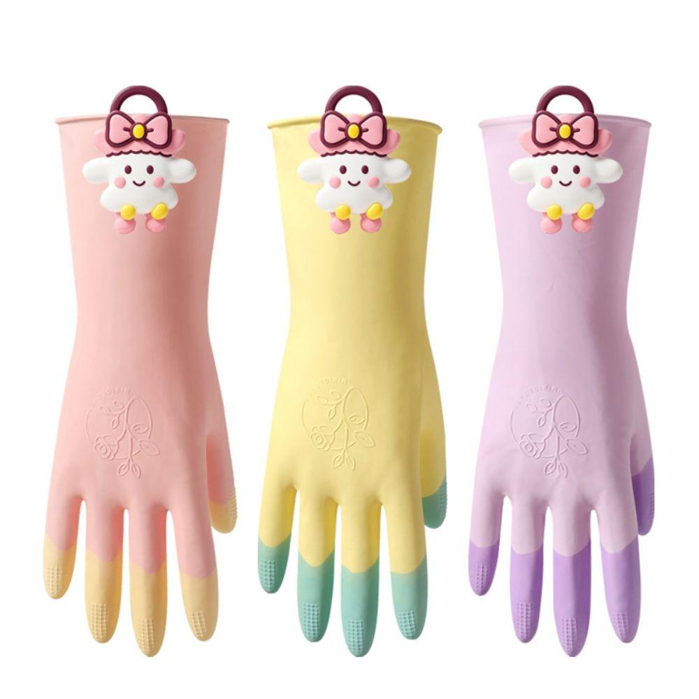 1 Pair Non-slip Household Cleaning Gloves Wear Resistant Kitchen Cleaning Gloves Laundry