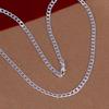 Fashion Unisex 4mm Sideways Flat Chain Necklace Jewelry Gift